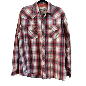 Wrangler Shirt Men's Western Red Long Sleeve Pearl Snap Rodeo Cowboy Size XL